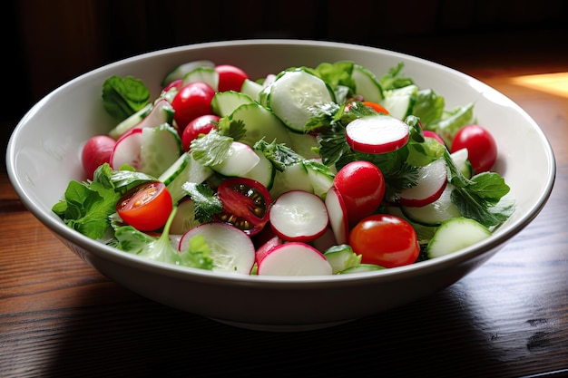 Knackiger und erfrischender Salat mit Radieschengurken und Kirschtomaten