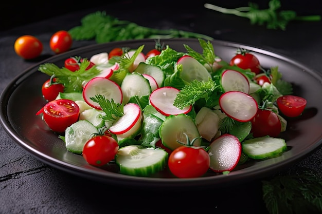 Knackiger und erfrischender Salat mit Radieschengurken und Kirschtomaten