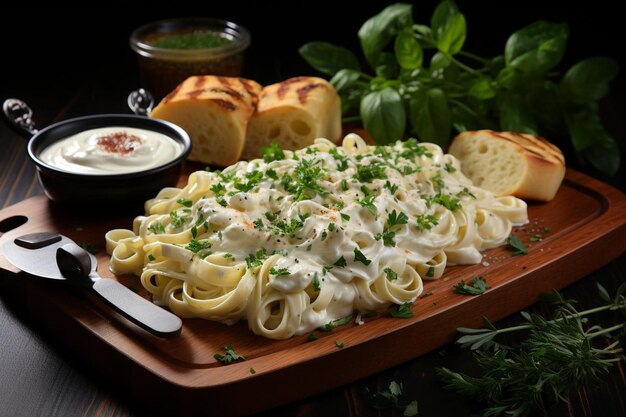 Foto knoblauch alfredo fettuccine frenzy