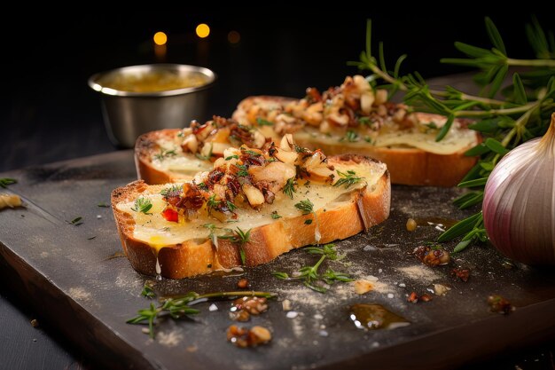 Knoblauch-Confit-Toast-Weihnachtsessen-Lebensmittelfoto