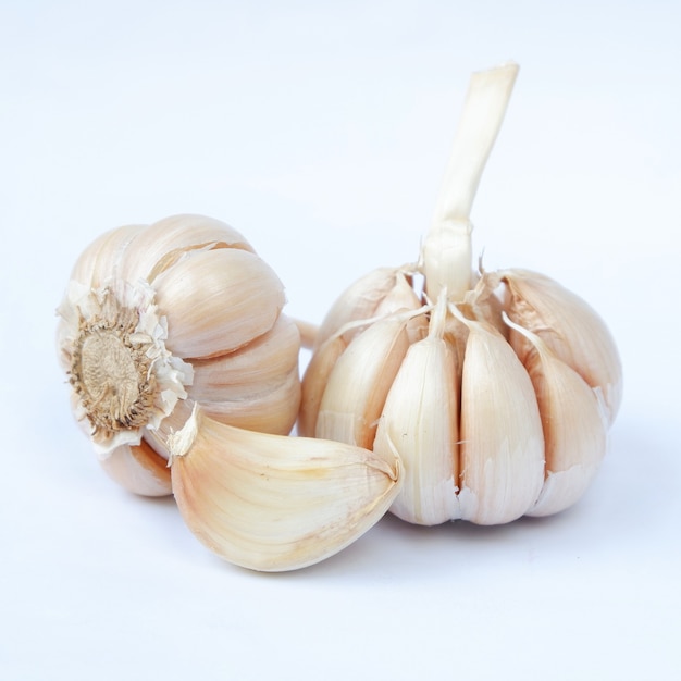 Knoblauch isoliert auf weißem Hintergrund