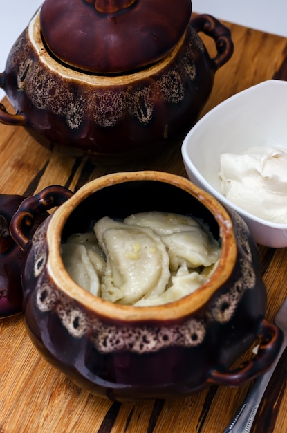 Knödel mit Kartoffel und Sauerrahm