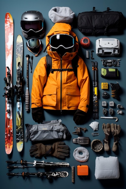 Knolled Snow Gear Outdoor-Winterabenteuer Erstellt mit generativer KI-Technologie