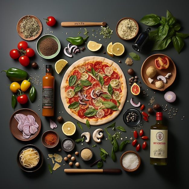 Knolling pizza restaurante italia imagen moodboard