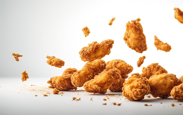 Knusprig gebratene Chicken Nuggets isoliert auf weißem Hintergrund