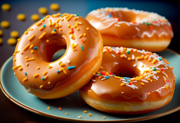 Knusprige Donuts mit Eiszucker und Sprinkles