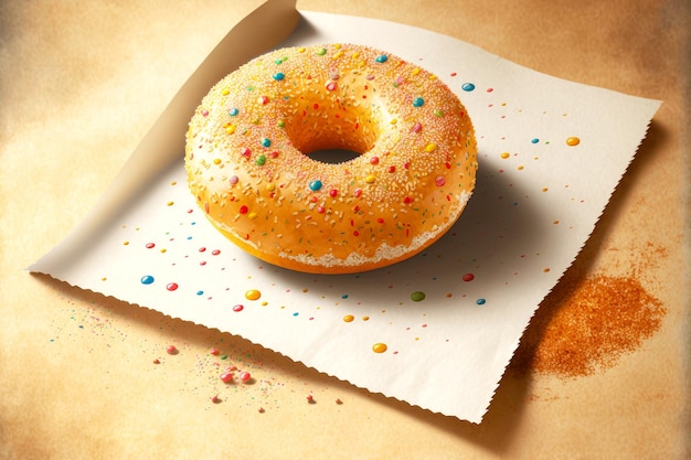 Knuspriger Donut des süßen Nachtischs auf Papier