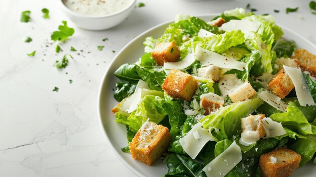 Knuspriger Salat in einem Winkel auf reinem weißen Hintergrund