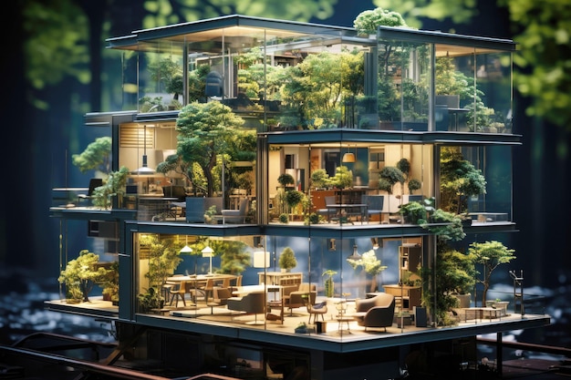 Öko-Glasgebäude zur Reduzierung des Kohlendioxidgehalts