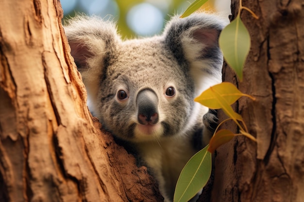 Un koala aferrado a un eucalipto generado por la IA