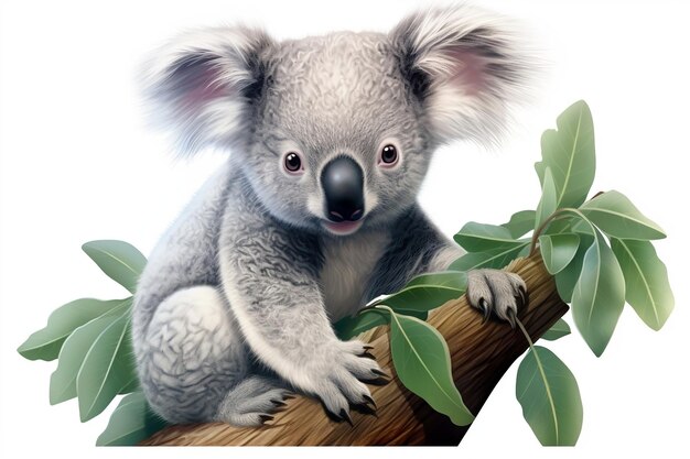 Koala auf weißem Hintergrund Generative KI