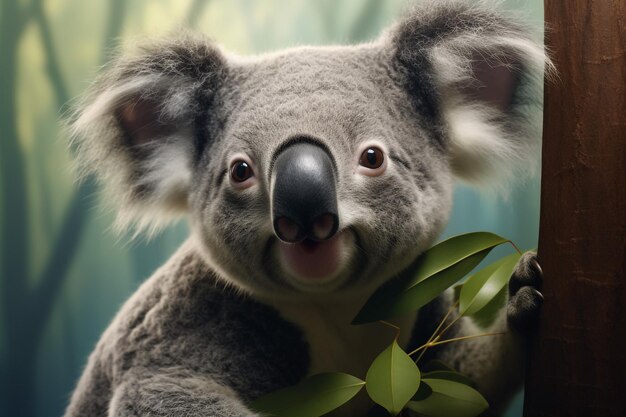 Foto koala australiano phascolarctos cinereus dormindo em uma árvore de goma mamífero marsupial icônico da austrália