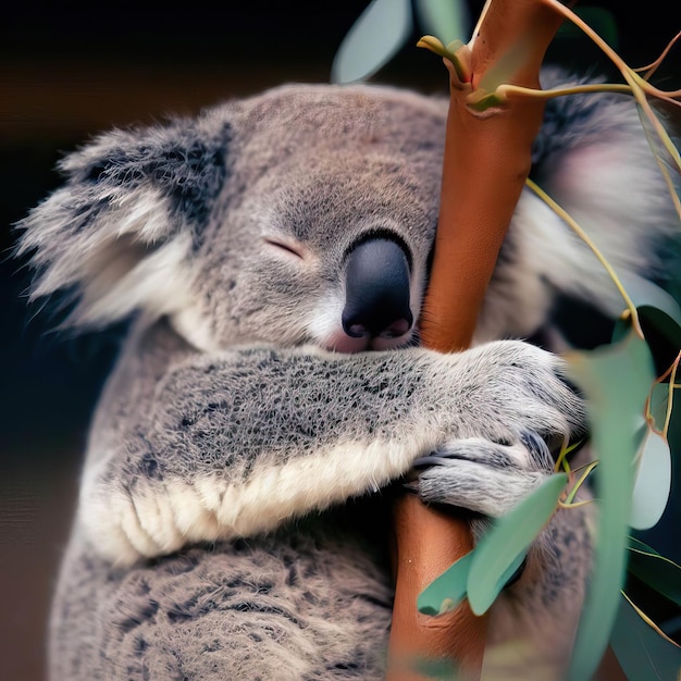 Foto koala-bär schläft generative ki