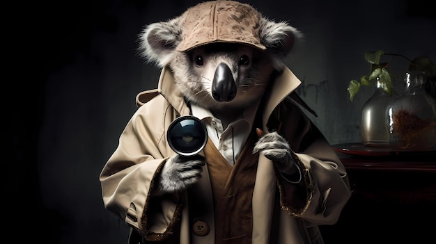 El koala con la bata de un detective