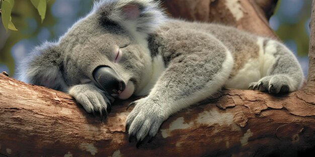 Koala durmiendo en el árbol