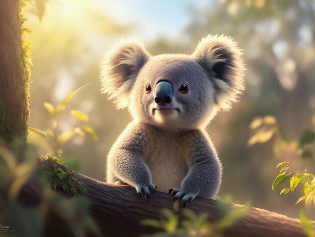 Foto koala es un mamífero lindo que vive en la naturaleza.