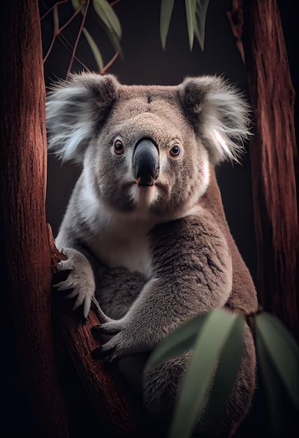 Koala hockte auf einem generativen ai der Niederlassung