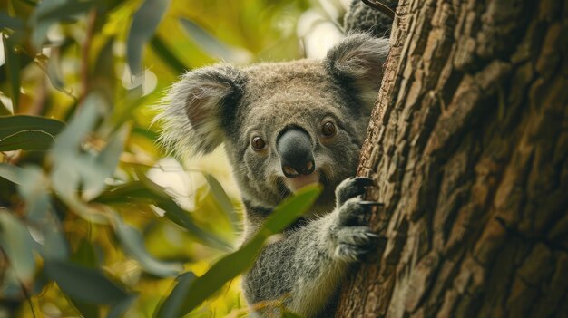 Koala im Dschungel-Zoo auf einem Eukalyptusbaum Generative Ai