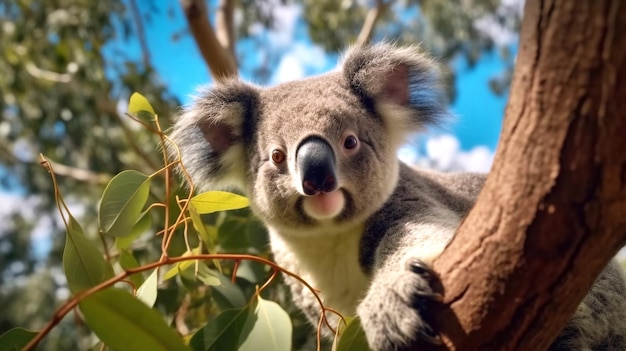 Un Koala lindo en el árbol