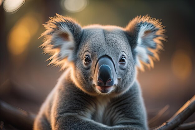 Koala no ambiente natural em close-up