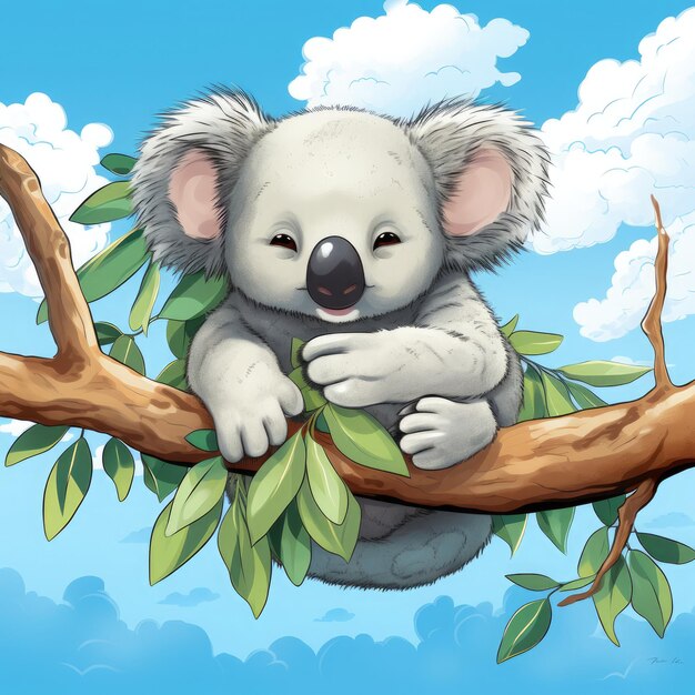 Foto koala schläft auf dem baum