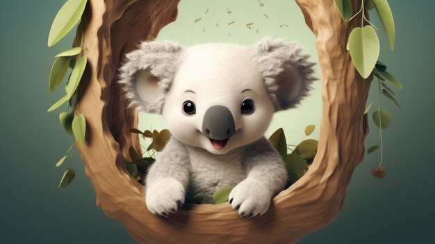 Koala sentado en la cima de una rama de un árbol