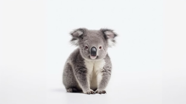 Koala sentado sobre un fondo blanco