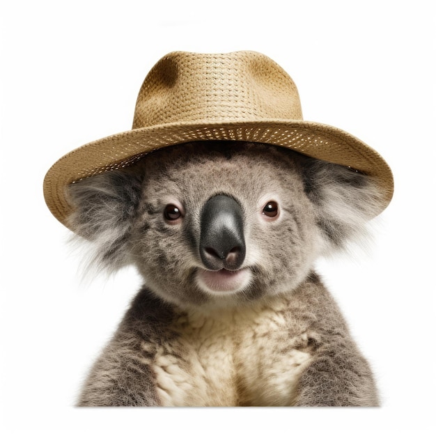 Foto koala con un sombrero de arbusto australiano