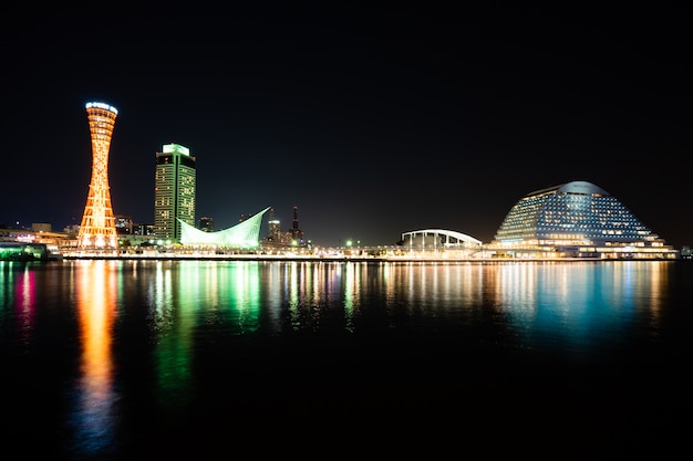 Kobe, japão. novembro 10,2017 .skyline e porto de kobe tower kansai, japão kobe harbour