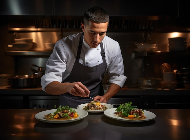 Koch bereitet Essen für ein Restaurant vor