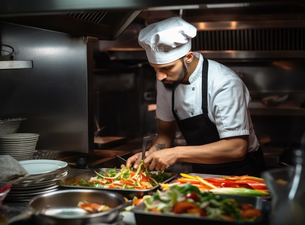 Koch bereitet Essen für ein Restaurant vor