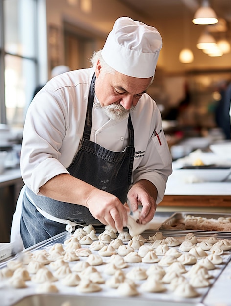 Koch bereitet von KI erzeugtes Dim Sum zu