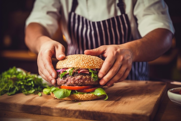 Koch, der Burger kocht