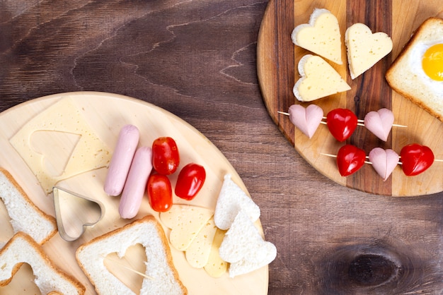 Kochen, Sandwiches, herzförmige Snacks