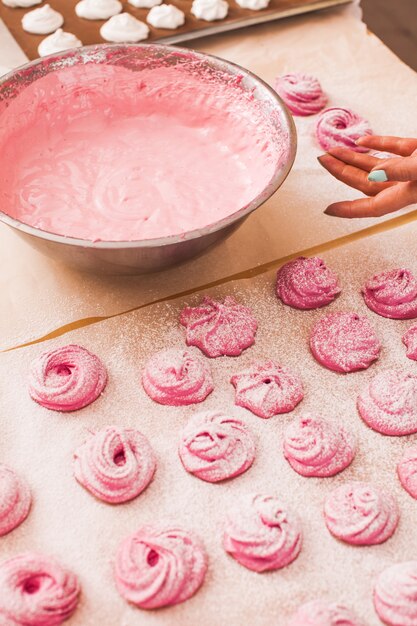 Kochen von Obst rosa Marshmallow - süßer Zephyr