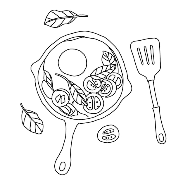 Kochpfanne png-Linienkunst durchsichtiger Hintergrund