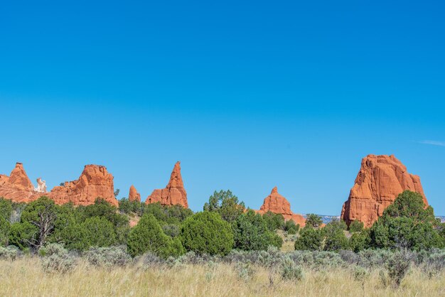 Foto kodachrome basin state park landschaft von orangefarbenen felsformationen und wüstengrün in utah