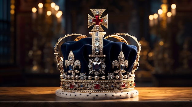 König Charles England König Britische Flagge und Krone Illustration der Kronjuwelen des Vereinigten Königreichs