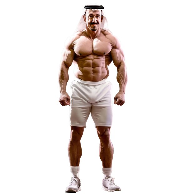 Foto könig salman mit dem großen bodybuilder