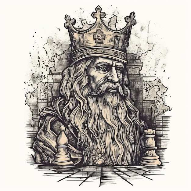 König-Schach-Vektorillustration für T-Shirt