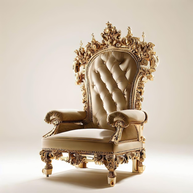 Königliche Majestät faszinierendes Stockfoto eines luxuriösen königlichen Stuhls, der Eleganz und Opulenz ausstrahlt
