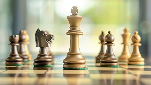 Königsschach stehen auf dem Schachbrett Konzepte des Wettbewerbs