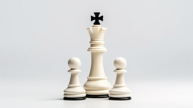Königsschachstück auf weißem Hintergrund mit Schachbrettmuster