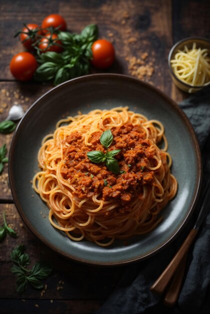 Köstliche authentische italienische Spaghetti auf dem Teller