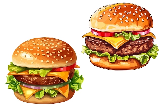 Köstliche Burger-Vektorillustration auf weißem Hintergrund