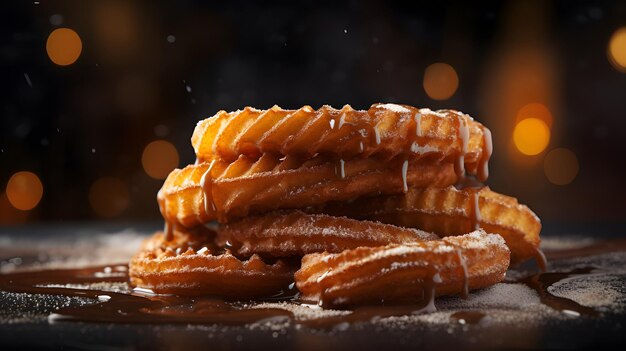 Köstliche Churros Hintergrund Generative KI