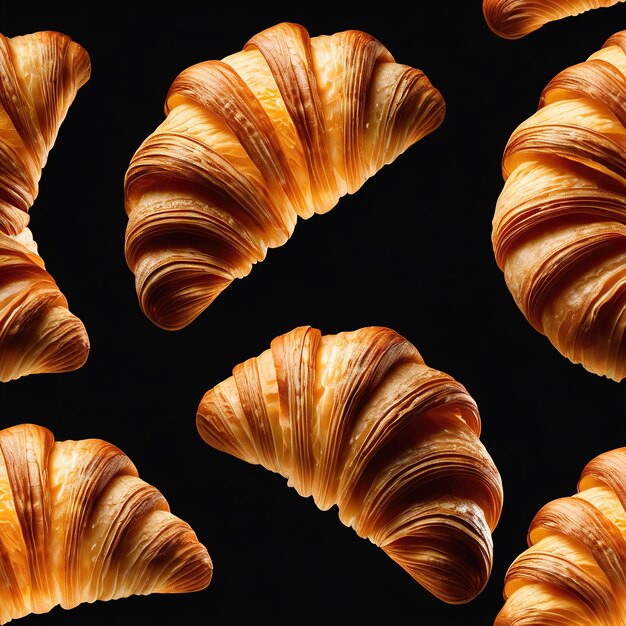 Foto köstliche croissants mit reifen beeren