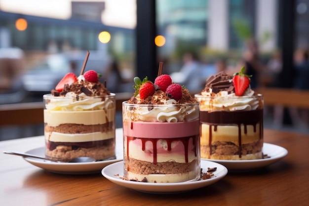 Köstliche Dessertkuchen in einem normalen Café