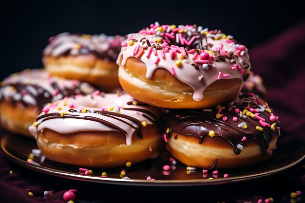 Foto köstliche donuts, die in der bäckerei hergestellt werden