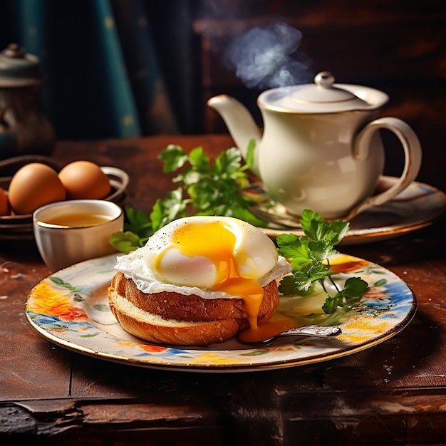 Köstliche Eggs Benedict mit flüssigem Eigelb